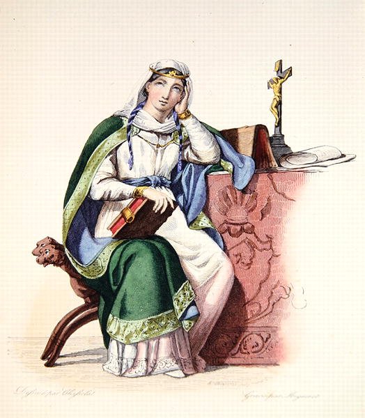 Heloise, kuvitus E. Mennechetin teoksesta "Le Plutarque Francais". tekijältä Charles Abraham (after) Chasselat