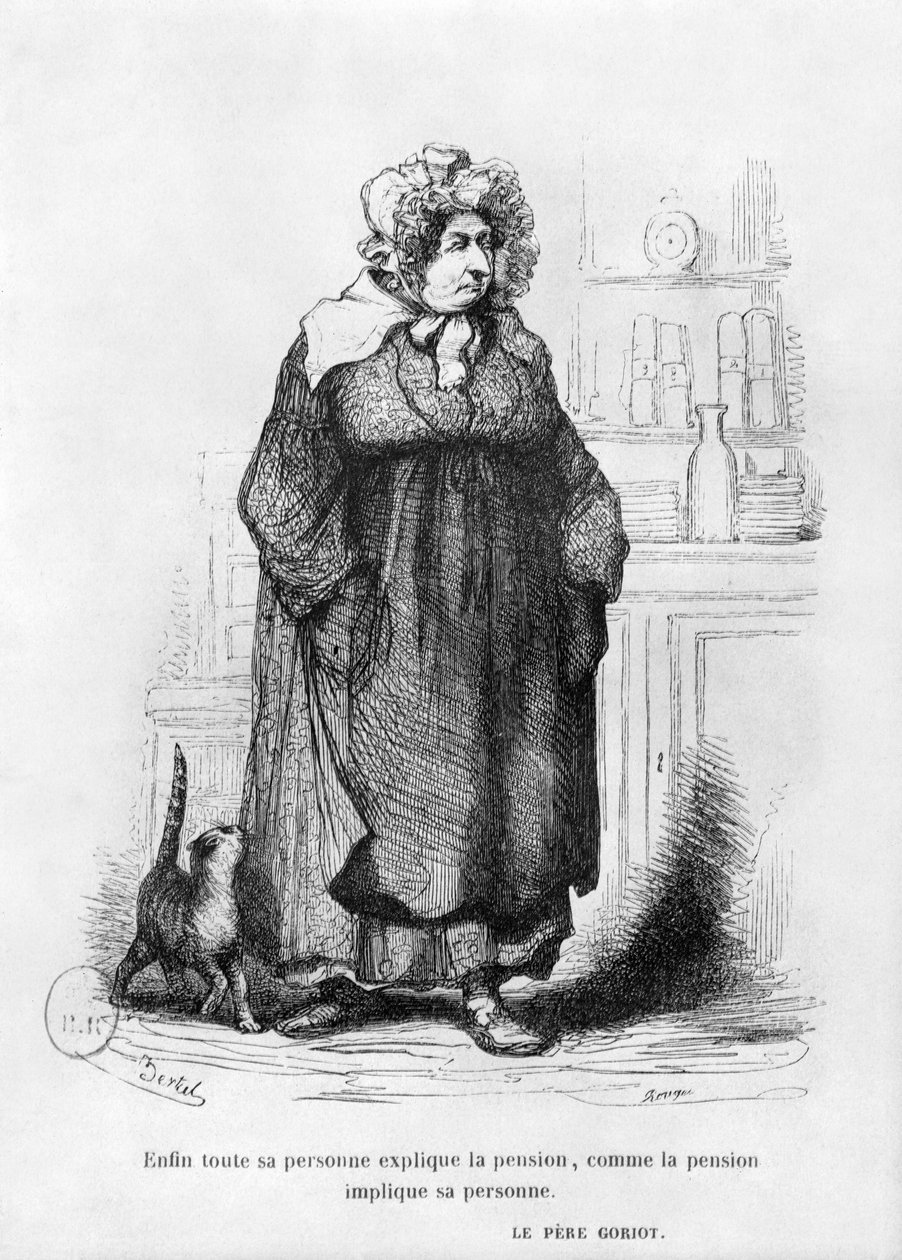 Madame Vauquer, kuvitus Honore de Balzacin (1799-1850) teoksesta 