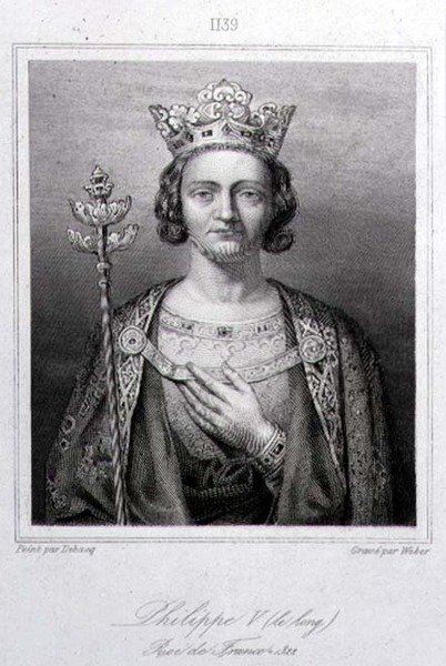 Philip V "pitkä" (1294-1322) Ranskan kuningas, Weberin kaiverrus (kaiverrus) tekijältä Charles Alexandre (after) Debacq