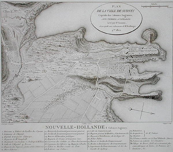 Sydneyn kaupungin suunnitelma tekijältä Charles Alexandre (after) Lesueur