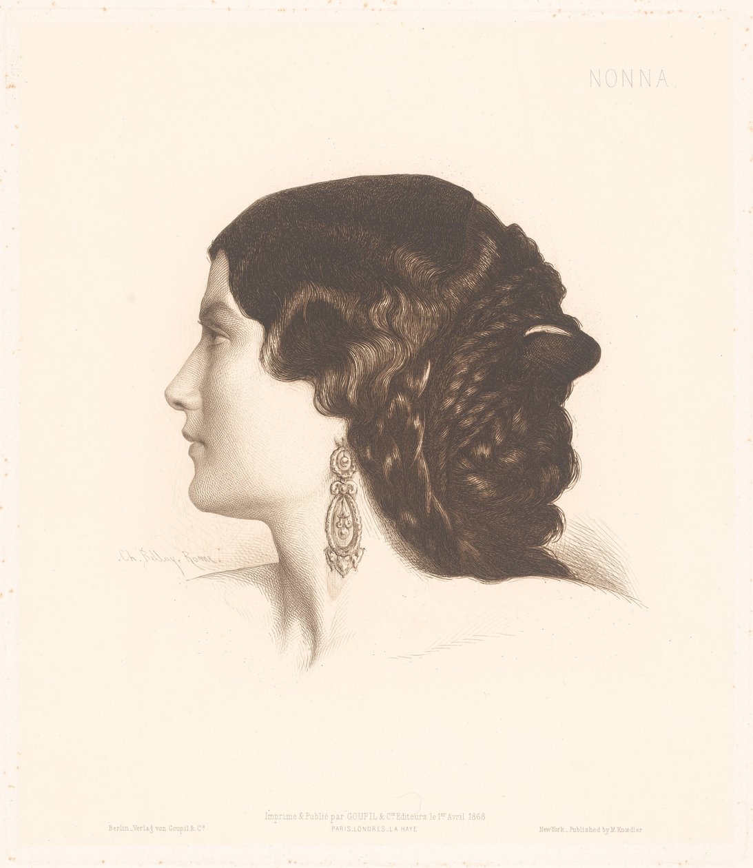 Italian naisen muotokuva Nonna (otsikko esineessä) Italian naisten muotokuvia (sarjan nimi) tekijältä Charles Alphonse Paul Bellay