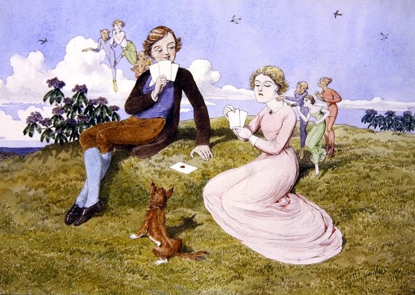 Sydämet ovat Trumpeja (kynä, muste ja akvarelli paperille) tekijältä Charles Altamont Doyle