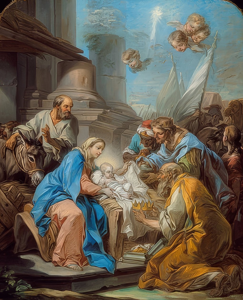 Maagien palvominen. Noin 1760 tekijältä Charles André van Loo