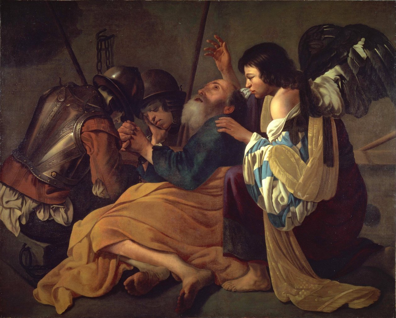 ""Pyhän Pietarin vapautuminen"" Hendrick Terbrugghenin (ter Brugghen) koulun maalaus (1588-1629) National Museum of Western Art, Tokio Japani tekijältä Charles Andrew Dyce