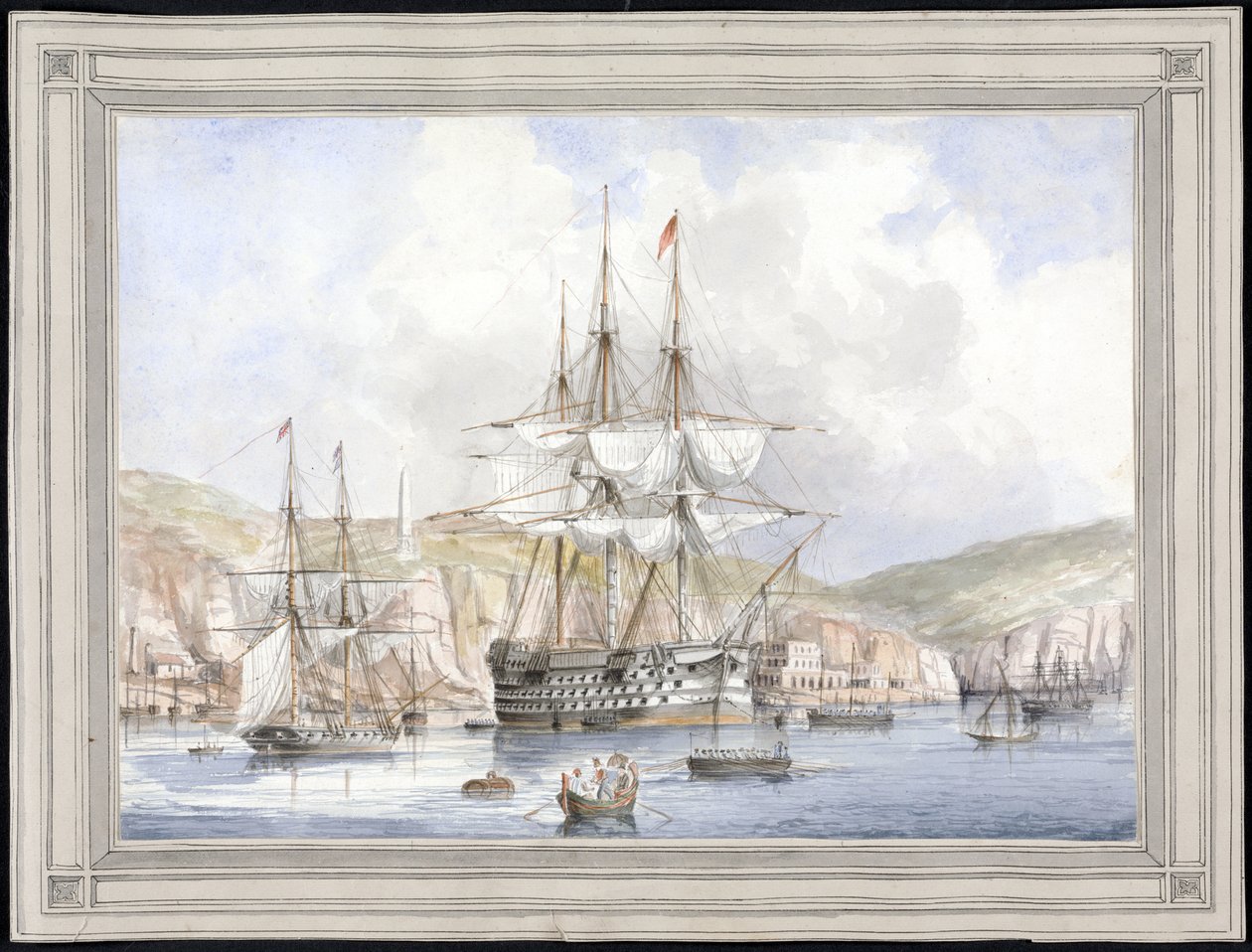 Vue de Malte (Näkymä Maltalla) - Charles Andrew Dycen (1816-1853) maalaus, akvarelli paperille (25,1x34,9 cm), noin 1849 - Yalen yliopisto (USA) tekijältä Charles Andrew Dyce