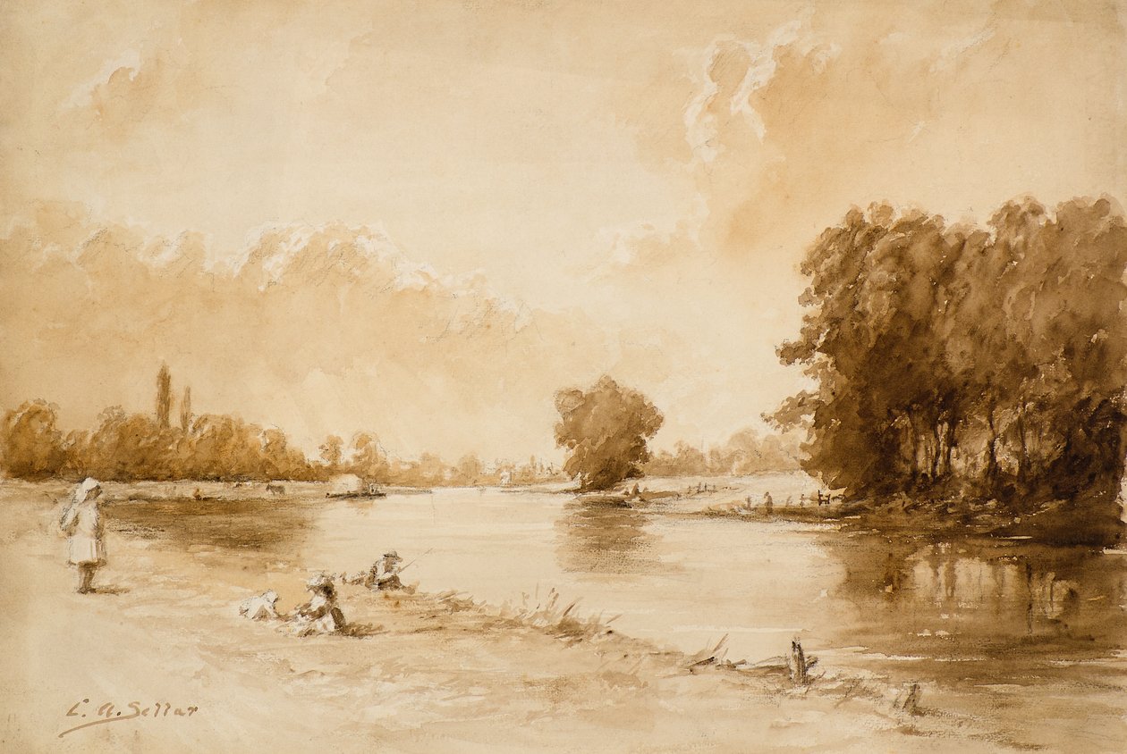 Thames lähellä Kewä (akvarelli) tekijältä Charles Andrew Sellar