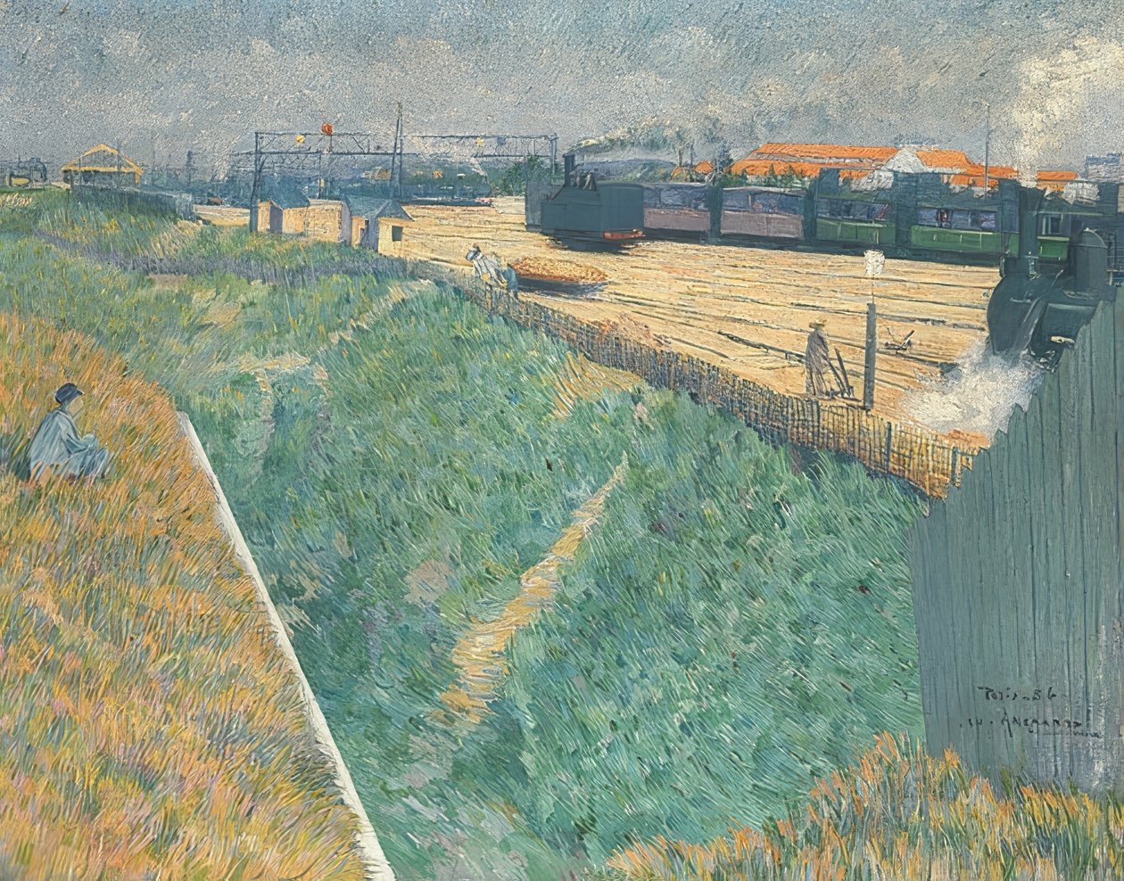Läntinen rautatie lähtee Pariisista. 1886 tekijältä Charles Angrand
