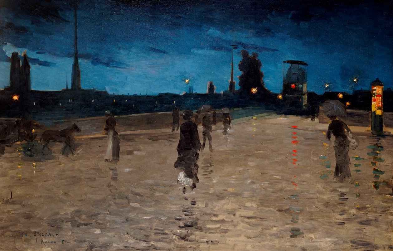 Kivisilta, Rouen, 1881 tekijältä Charles Angrand