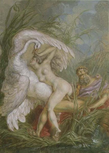 Leda ja joutsen, Histoire Universelle tekijältä Charles Antoine (attr. to) Coypel