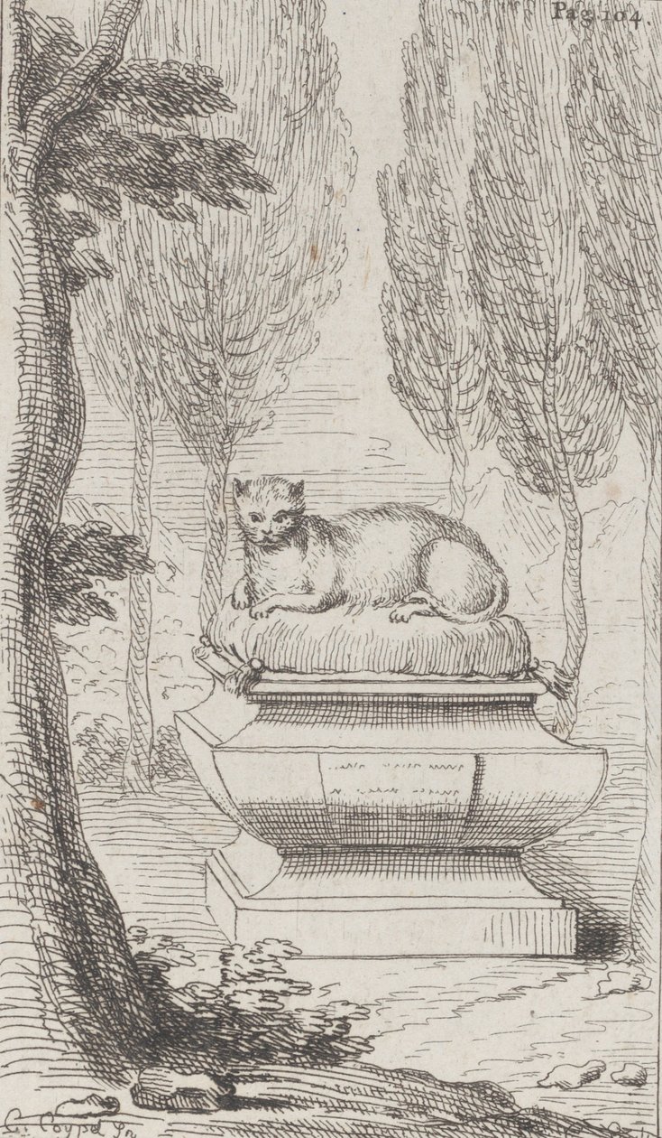 Kissa haudan huipulla, 1714-52., 1714-52. tekijältä Charles Antoine Coypel