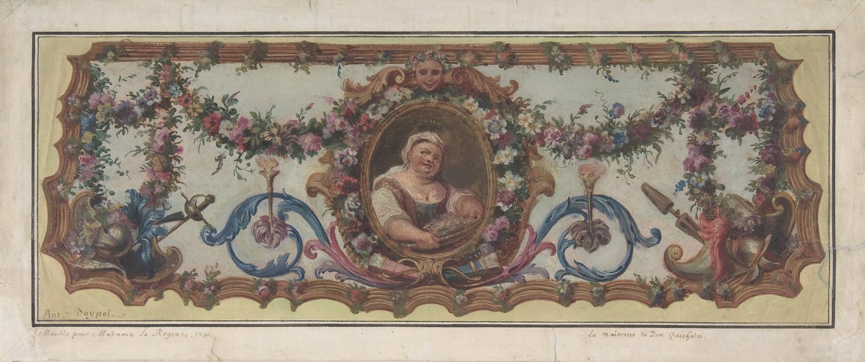 Suunnittelu sohvan tapettiistuimelle, 1721. tekijältä Charles Antoine Coypel