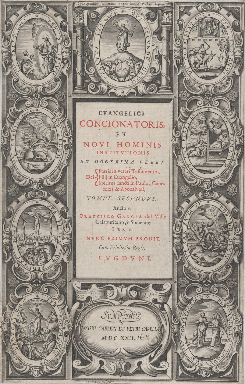 Evankelisen saarnaajan ja uuden miehen instituution etukappale, 1622. tekijältä Charles Audran
