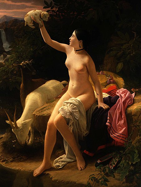 Pastoraalinen idylli (öljy kankaalle) tekijältä Charles Auguste Steuben