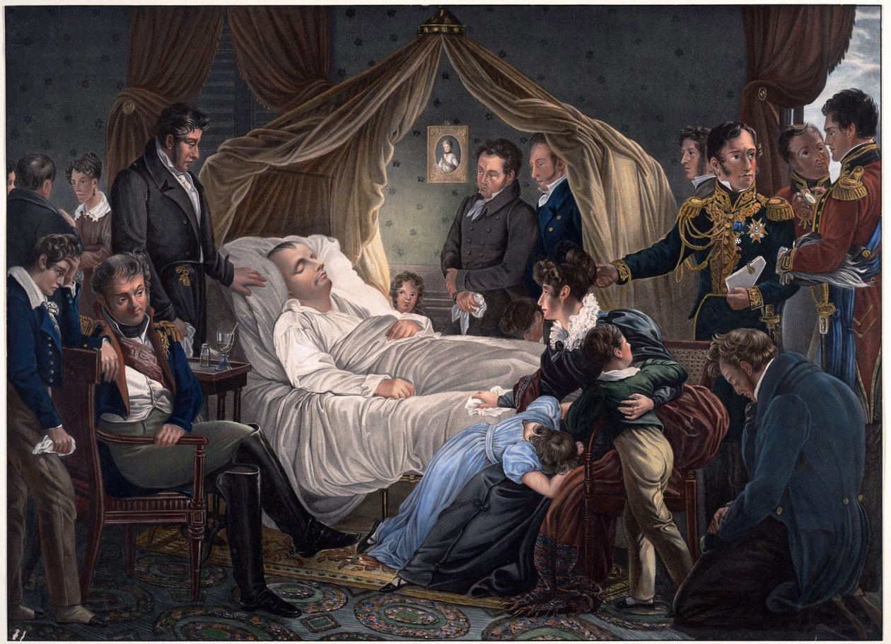 Napoleonin kuolema - Steuben, Charles de (1788-1856) - 1825 - Litografia, akvarelli - 52,4x71,8 - Yksityiskokoelma tekijältä Charles Auguste Steuben