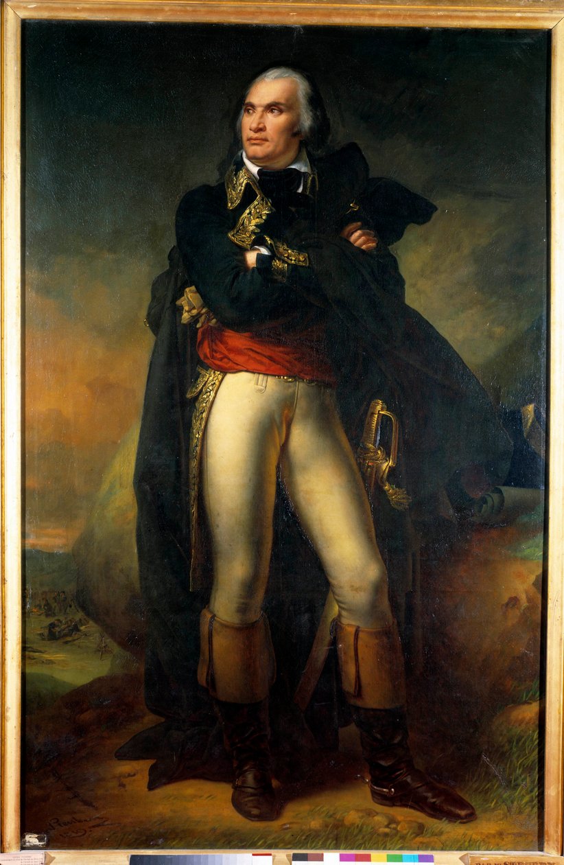 Muotokuva Charles Pichegrun (1761-1804), Pohjoisen Armeesin, Sambren ja Meusen, Reinin ja Moselin päällikkökenraalin jalassa Charles de Steubenin (1788-1856) maalaus 1819 su. 2,1x1,3 m. Pariisi, Musee de l