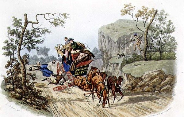 "Parhaille nimitetyille valmentajille tapahtuu onnettomuuksia!", kaiverrus R.G. Reeve (fl.1811-37) pub. Kirjailija: Thomas McLean tekijältä Charles B. (after) Newhouse