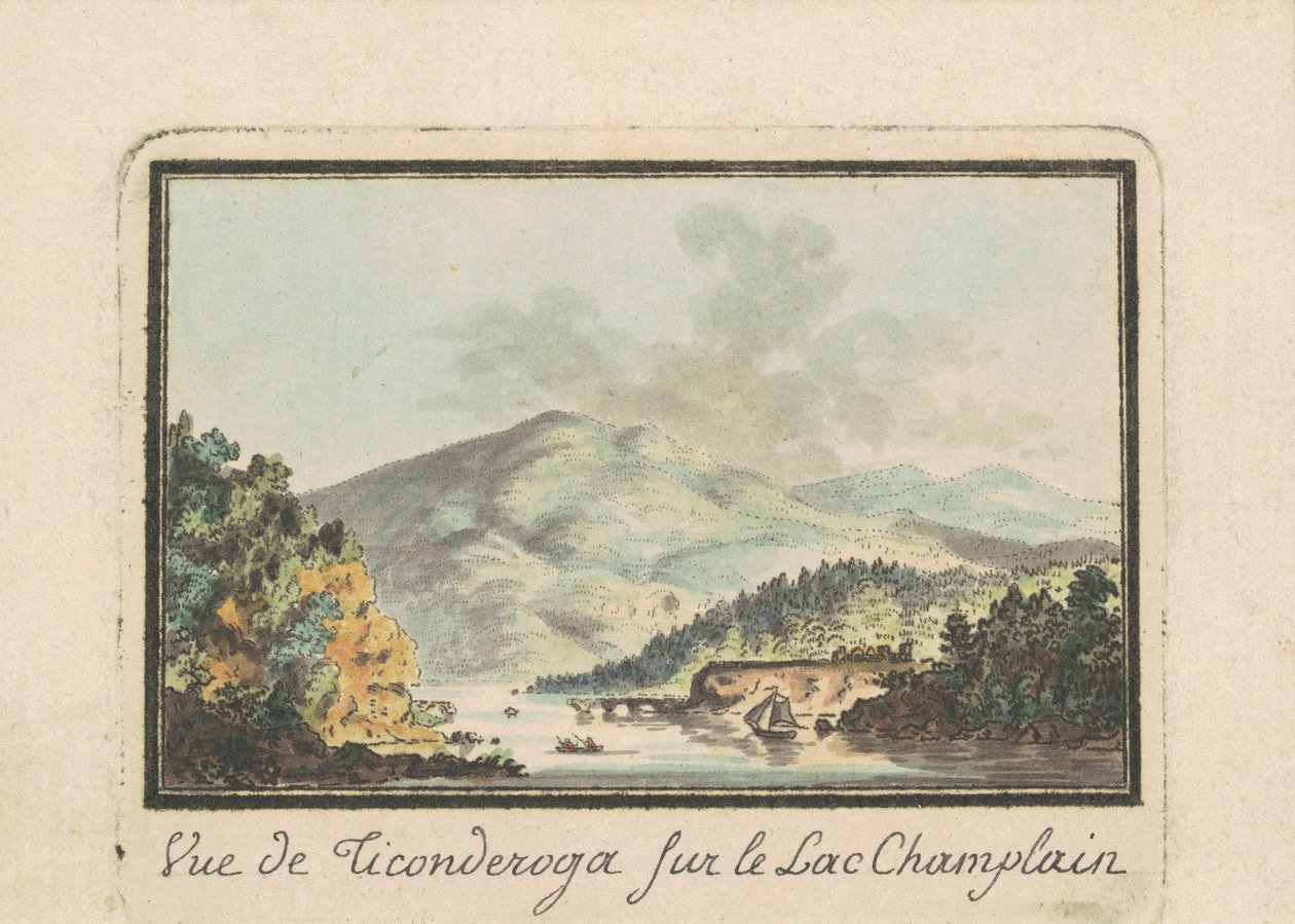 Näkymä Ticonderogalle Champlain-järveltä tekijältä Charles B. J. Févret de Saint Mémin
