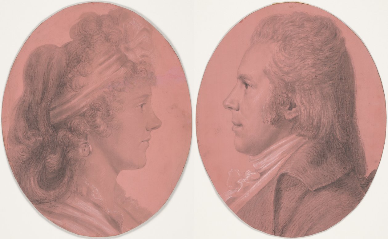 Georges Arnold Fitzwilliamin muotokuvat ja Eleanor Ramsay Fitzwilliamin muotokuva; pari tekijältä Charles Balthazar Julien Févret de Saint-Mémin