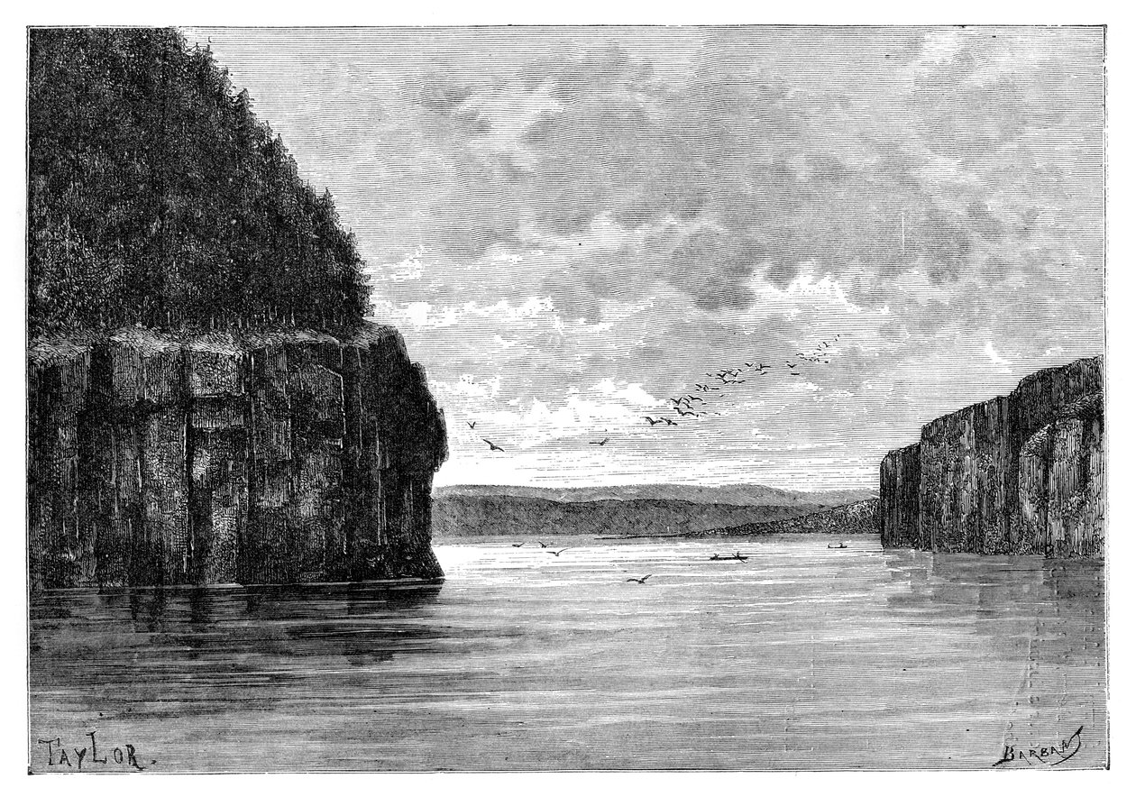 Angara-joki, Padunskiy-koskien alapuolella, Siperia, Venäjä, 1895. tekijältä Charles Barbant