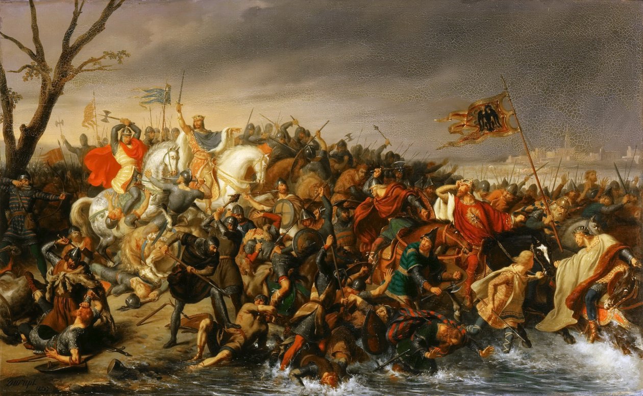 Ranskan Lothair voitti keisari Otto II:n Aisnen rannalla lokakuussa 978 tekijältä Charles Barthelemy Jean Durupt