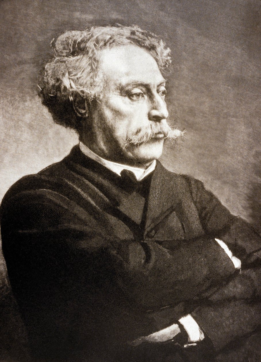 Alexandre Dumas Fils (1824-1895) ranskalainen kirjailija Leon Bonnatin mukaan (kaiverrus) tekijältä Charles Baude