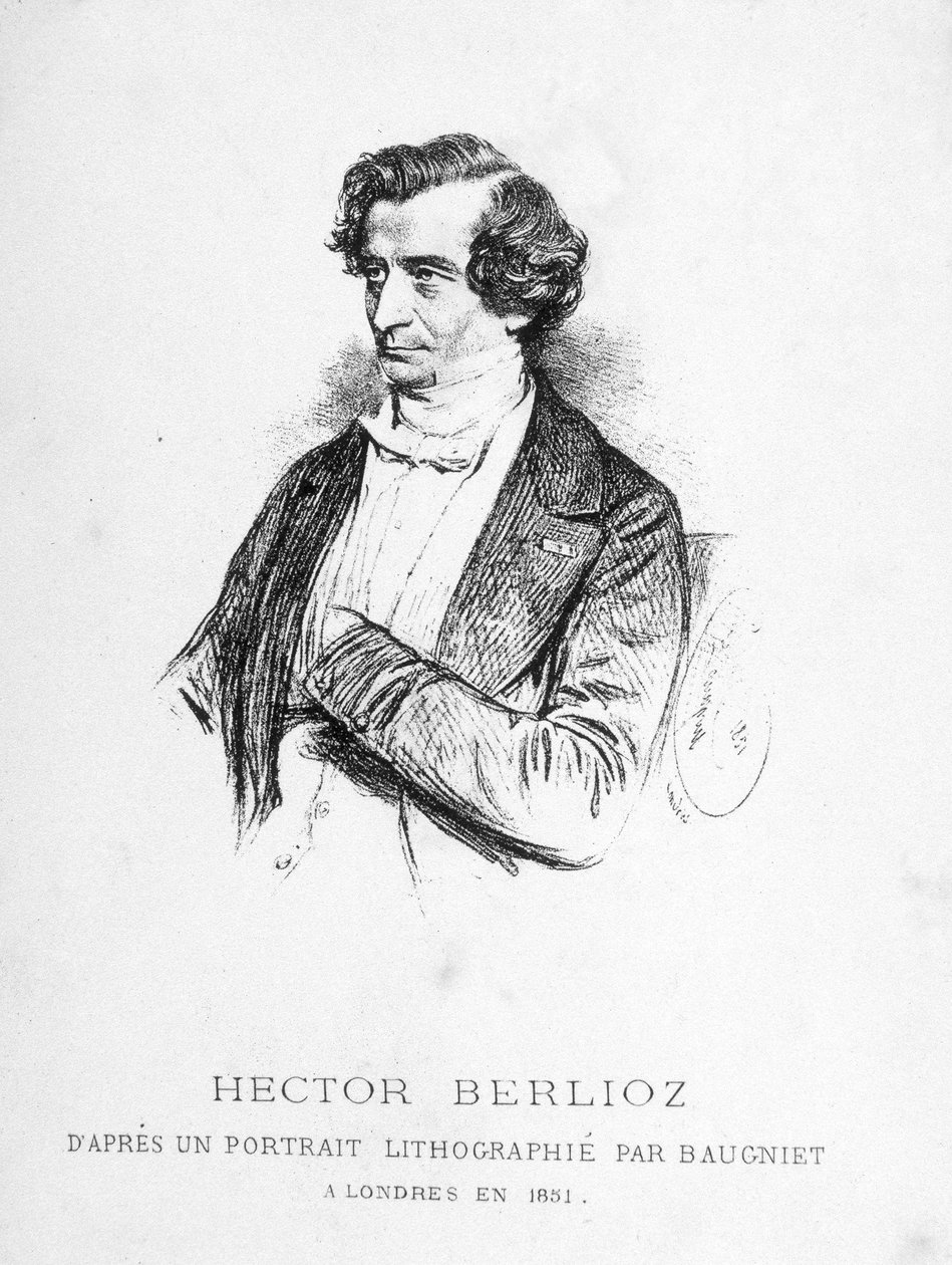 Hector Berliozin (1803 - 1869) muotokuva - perustuu Baugnietin Lontoossa vuonna 1851 litografoimaan muotokuvaan. tekijältä Charles Baugniet
