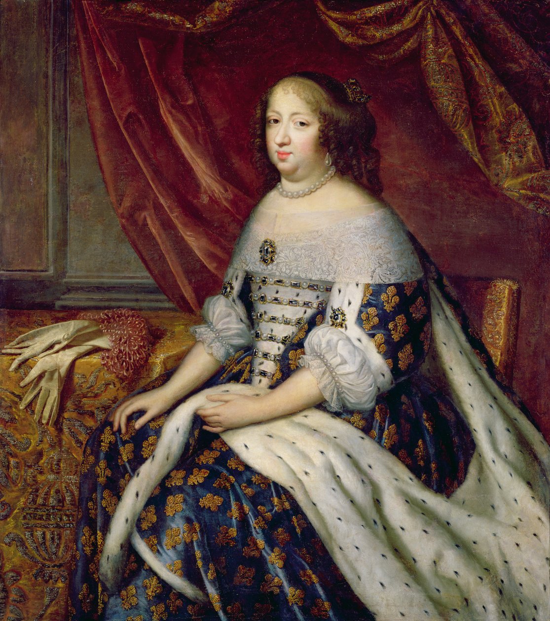 Ranskan kuningattaren Anne Itävallan (1601-66) muotokuva tekijältä Charles Beaubrun