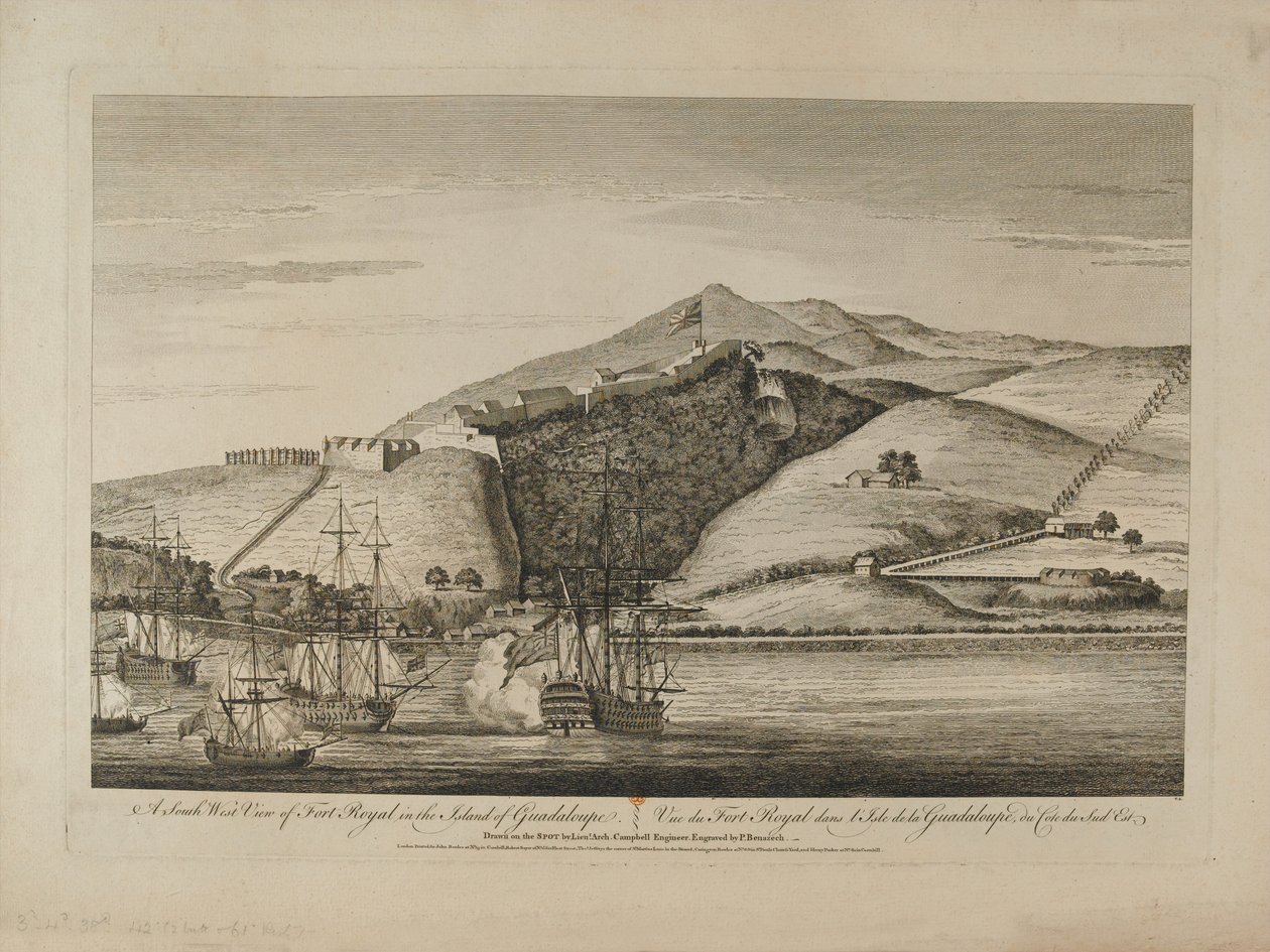 ?Etelänäkymä Fort Royalista Guadaloupen saarella?, 1759 noin tekijältä Charles Benazech