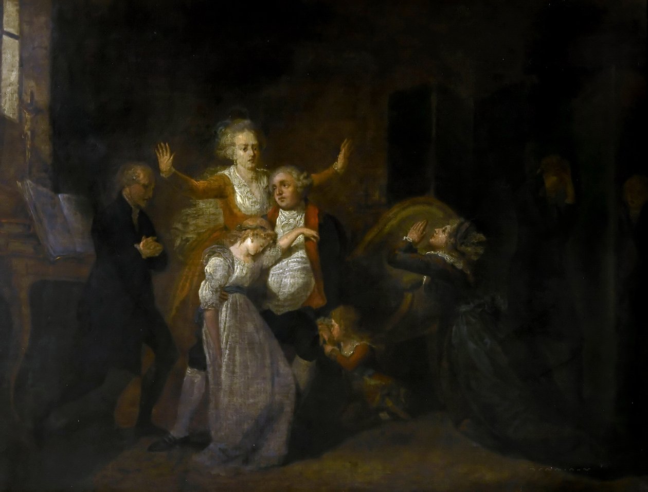 Ludvig XVI:n jäähyväiset hänen perheelleen temppelissä, 20. tammikuuta 1793 tekijältä Charles Benazech