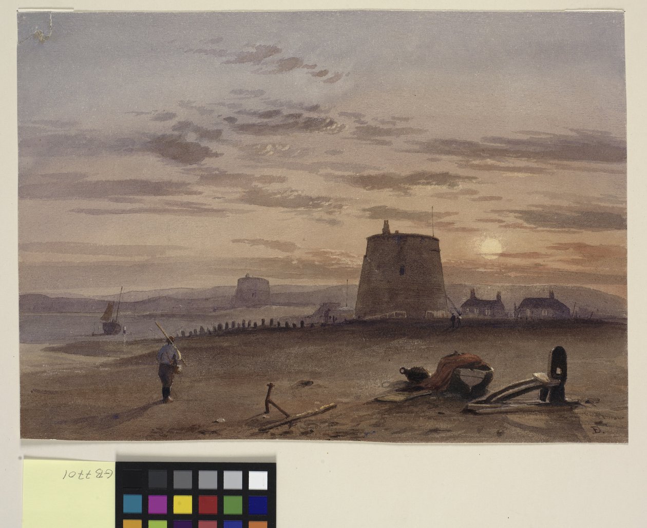Martello Tower St. Leonardsissa auringonlaskua vastaan tekijältä Charles Bentley