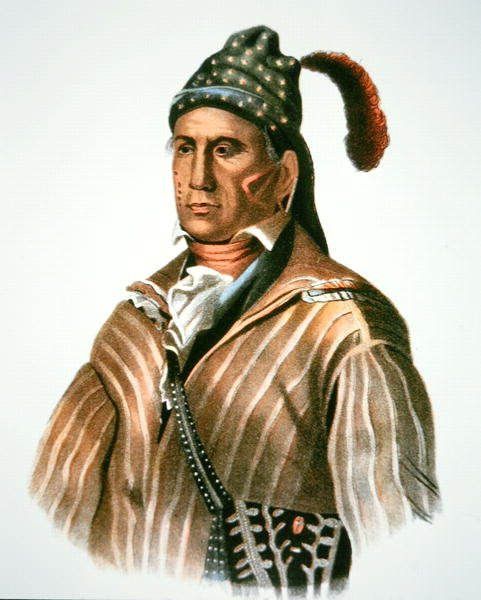 Menawa, Creek-kansan päällikkö, maalauksesta vuodelta 1826 (väri litho) tekijältä Charles Bird (after) King