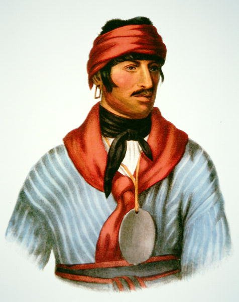 Selocta, puron kansan päällikkö, maalauksesta vuodelta 1825 (väri litho) tekijältä Charles Bird (after) King