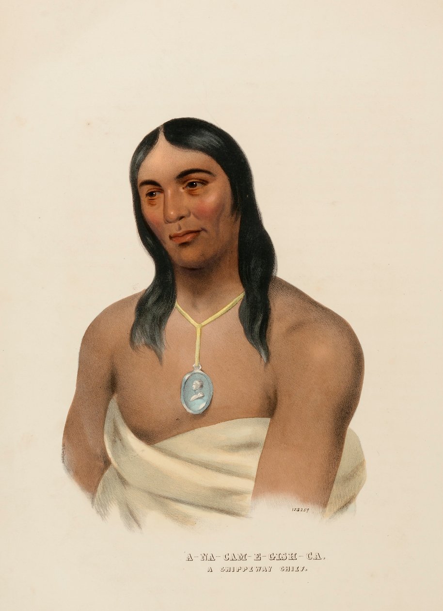 A-NA-CAM-E-GISH-CA. A CHIPPEWA CHIEF., kirjasta History of the Indian Tribes of North America. tekijältä Charles Bird King