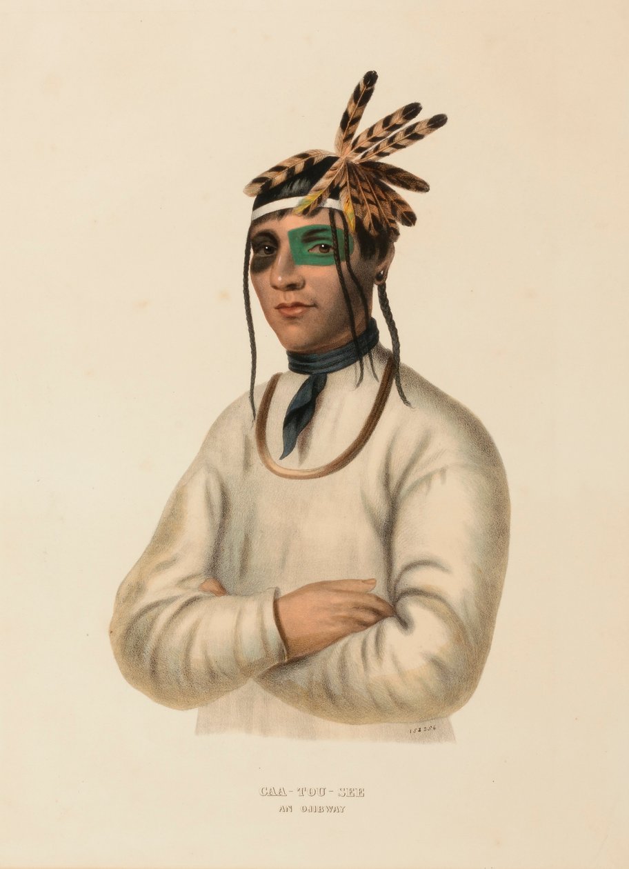 CAA-TOU-SEE. AN OJIBWAY., kirjasta History of the Indian Tribes of North America. tekijältä Charles Bird King