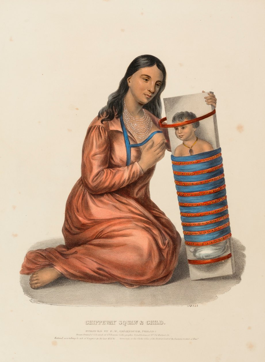 CHIPPEWAY WOMAN  CHILD, Pohjois-Amerikan intiaaniheimojen historiasta. tekijältä Charles Bird King