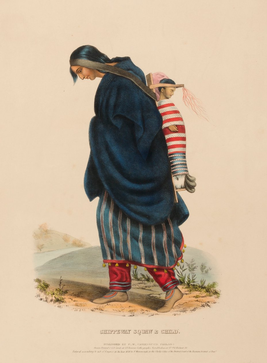 CHIPPEWAY WOMAN  CHILD, Pohjois-Amerikan intiaaniheimojen historiasta. tekijältä Charles Bird King