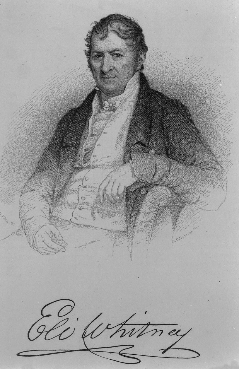 Eli Whitney, kaiverrus D.C Hinman, 1846 tekijältä Charles Bird King