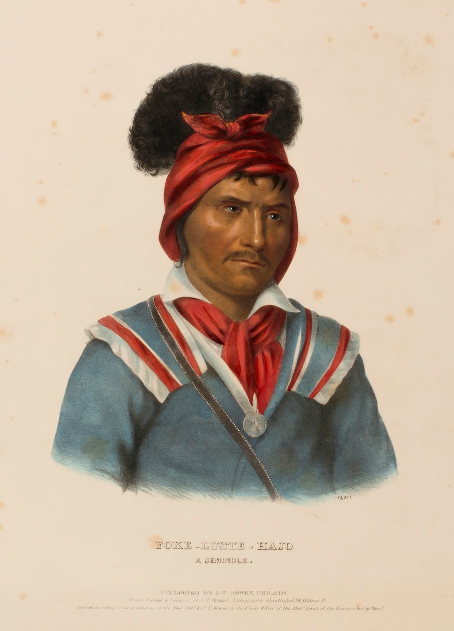 FOKE-LUSTE-HAJO. A SEMINOLE., kirjasta History of the Indian Tribes of North America. tekijältä Charles Bird King