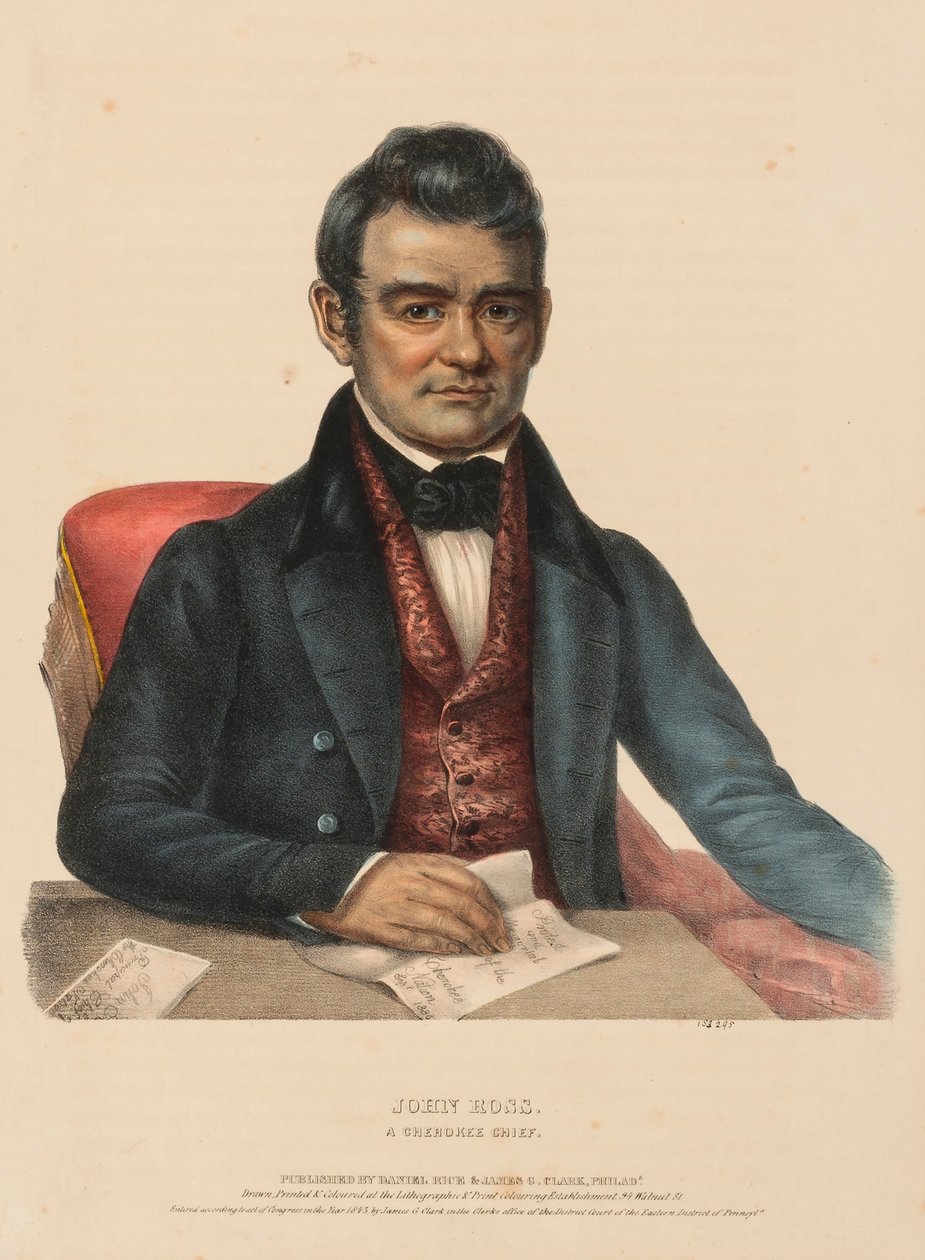 JOHN ROSS. A CHEROKEE CHIEF., kirjasta History of the Indian Tribes of North America. tekijältä Charles Bird King