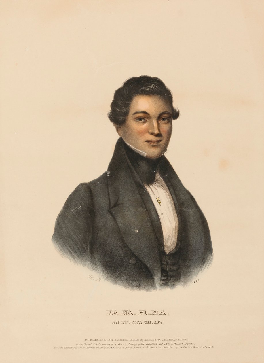 KA-NA-PI-MA, OTTAWA CHIEF., kirjasta History of the Indian the Indian Tribes of North America. tekijältä Charles Bird King