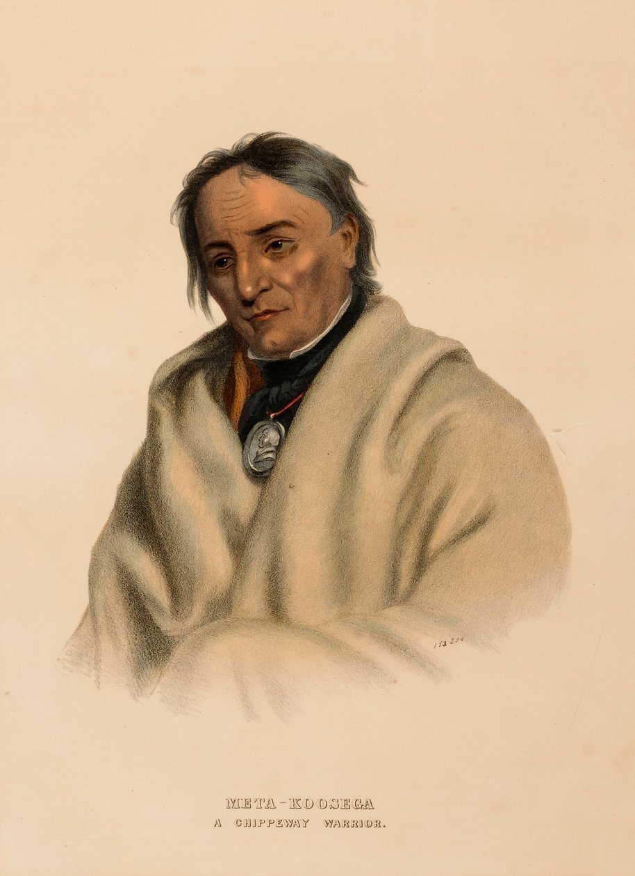 META-KOOSEGA. A CHIPPEWAY WARRIOR., from History of the Indian Tribes of North America. tekijältä Charles Bird King