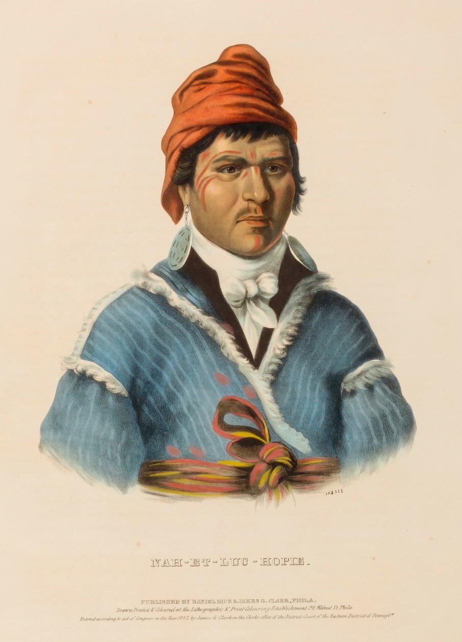 NAH-ET-LUC-HOPIE., kirjasta History of the Indian Tribes of North America. tekijältä Charles Bird King