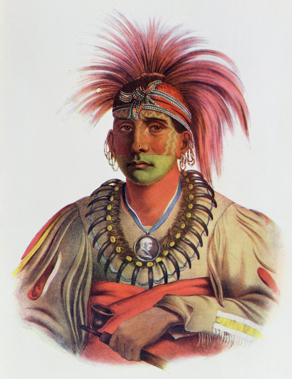 Nowaykesugga, Otto, kuvitus teoksesta "The Indian Tribes of North America, Vol.3", Thomas L. McKenney ja James Hall, pub. kirjoittanut John Grant tekijältä Charles Bird King