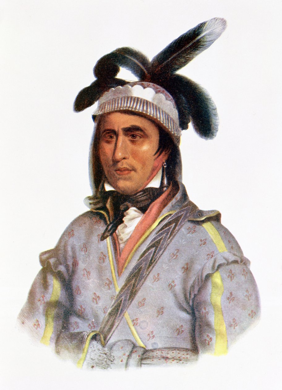Opothle-Yoholo, Creek-päällikkö, 1825, kuvitus teoksesta "The Indian Tribes of North America, Vol.2", kirjoittaneet Thomas L. McKenney ja James Hall, julkaissut John Grant. tekijältä Charles Bird King