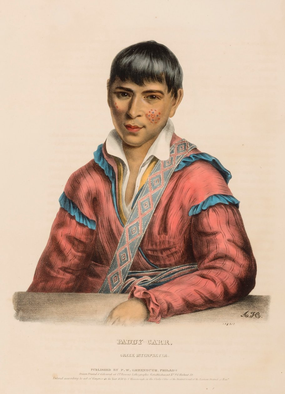 PADDY-CARR. CREEK INTERPRETER., kirjasta History of the Indian Tribes of North America. tekijältä Charles Bird King