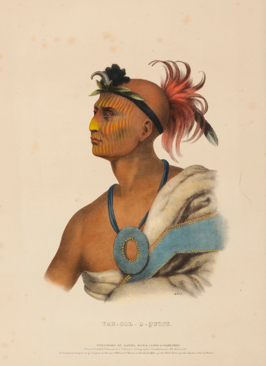 TAH-COL-O-QUOIT., kirjasta History of the Indian Tribes of North America. tekijältä Charles Bird King