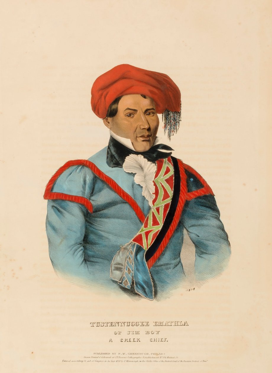 TUSTENNUGGEE EMATHLA, Pohjois-Amerikan intiaaniheimojen historiasta. tekijältä Charles Bird King