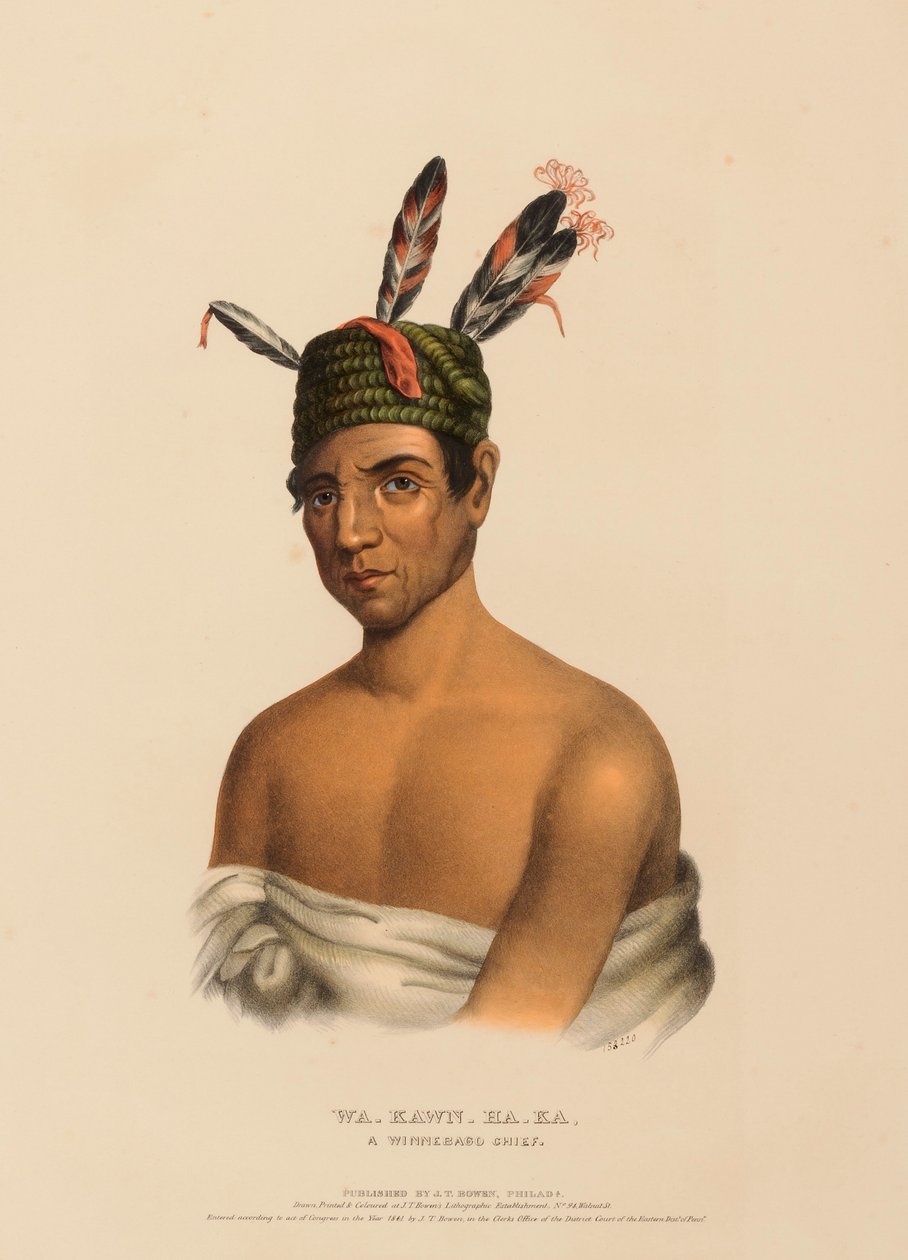 WA-KAWN-HA-KA, WINNEBAGO CHIEF, Pohjois-Amerikan intiaaniheimojen historiasta. tekijältä Charles Bird King