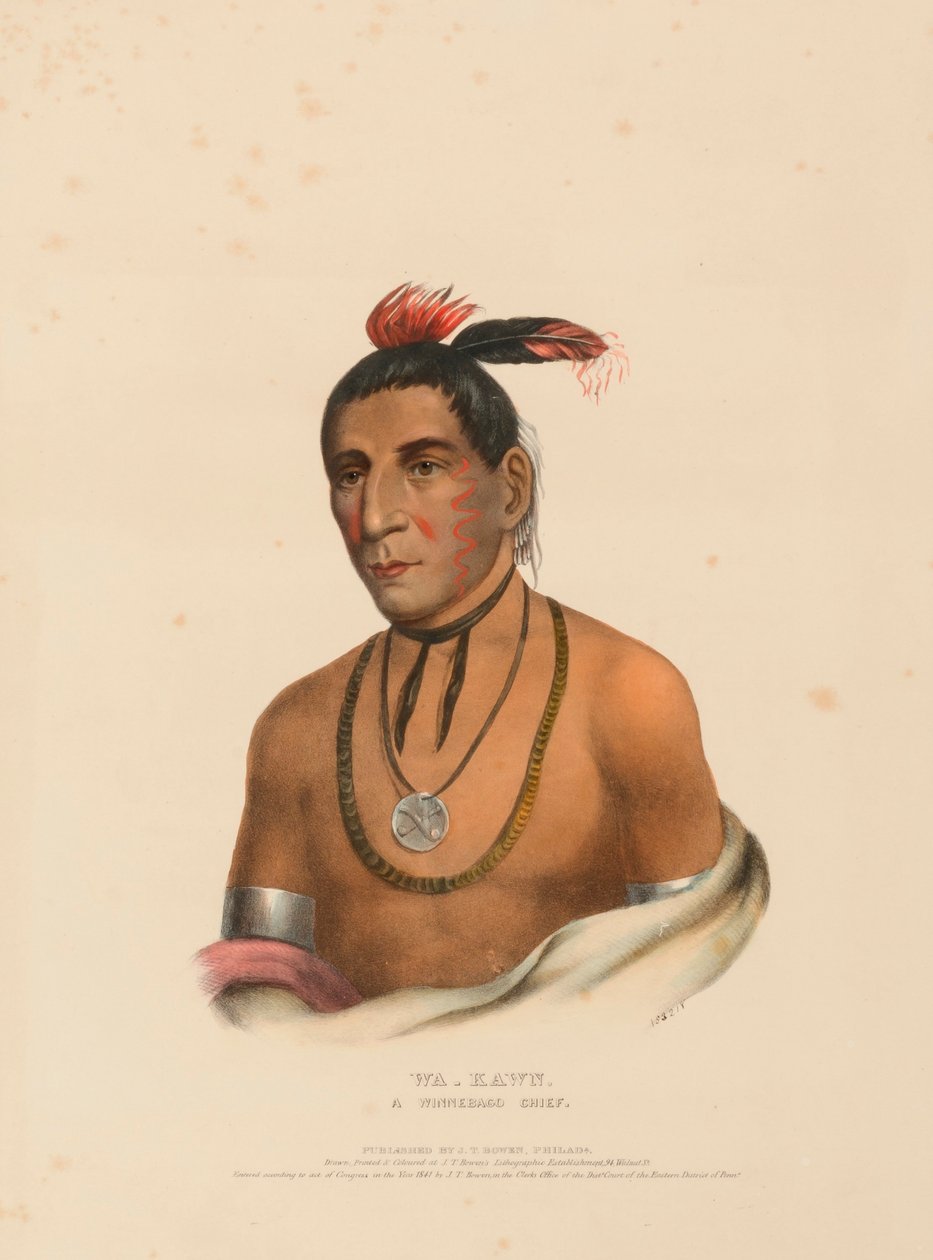 WA-KAWN, A WINNEBAGO CHIEF., kirjasta History of the Indian Tribes of North America. tekijältä Charles Bird King