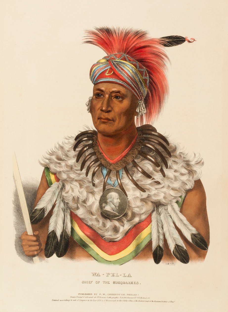 WA-PEL-LA. MUSKAKEESIEN PÄÄLLIKKÖ, kirjasta History of the Indian Tribes of North America. tekijältä Charles Bird King